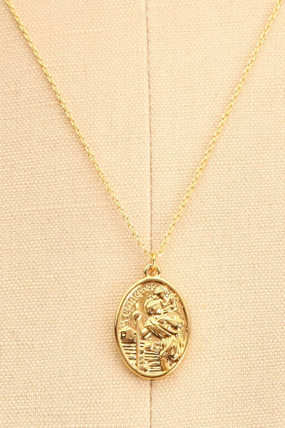 Wert Gold St. Christopher Pendant Necklace | La petite garçonne close-up