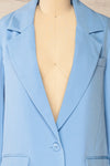 Weston Blue Oversized Blazer | La petite garçonne front close-up