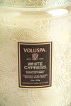 Large Textured Candle White Cypress | La petite garçonne close-up