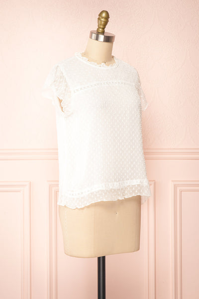 Wicce White Short Sleeve Plumetis Blouse | Boutique 1861 side view