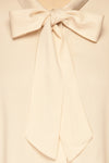 Wijchen Beige Button-Up Shirt w/ Tie Collar bow close up | La Petite Garçonne