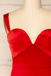 Willlow Red Sleeveless Bustier Jumpsuit | La petite garçonne front close-up