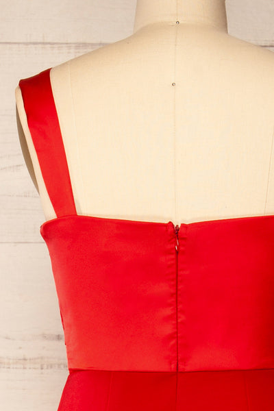 Willlow Red Sleeveless Bustier Jumpsuit | La petite garçonne back close-up