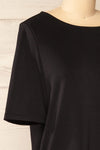 Winston Black T-Shirt w/ Boat Neckline | La petite garçonne side close-up