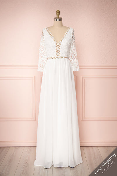Woodhouse White Chiffon & Lace Maxi Bridal Dress | Boudoir 1861