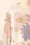 Wrenn Beige Floral Patterned Knit Sweater | Boutique 1861 side close-up