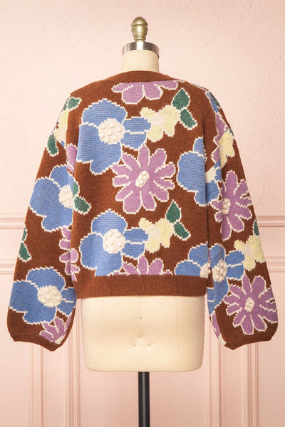 Wrenn Brown Floral Patterned Knit Sweater | Boutique 1861  back view