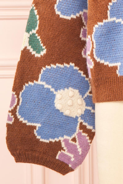 Wrenn Brown Floral Patterned Knit Sweater | Boutique 1861  bottom