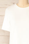 Wroc White Crew Neck T-Shirt | La petite garçonne  front close-up
