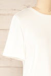 Wroc White Crew Neck T-Shirt | La petite garçonne  side close-up