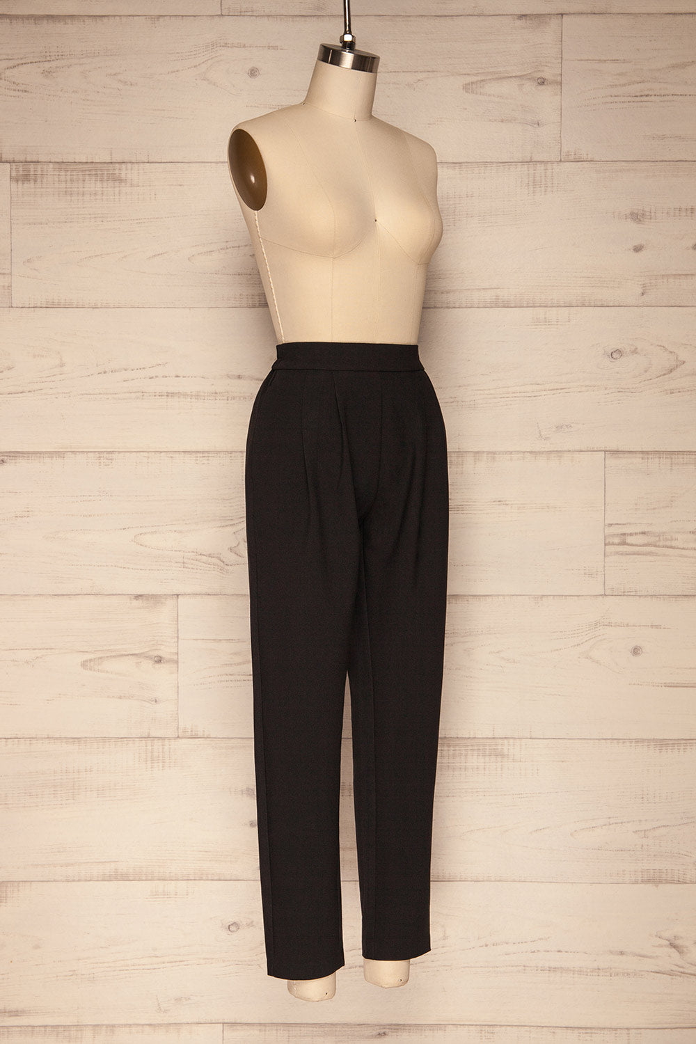 Wynne Coal Black High Waist Pants | La petite garçonne  side view 