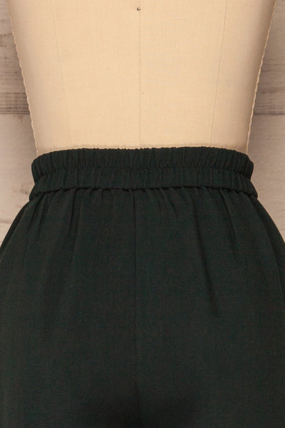 Wynne Emerald Green High Waist Pants | La petite garçonne back close-up