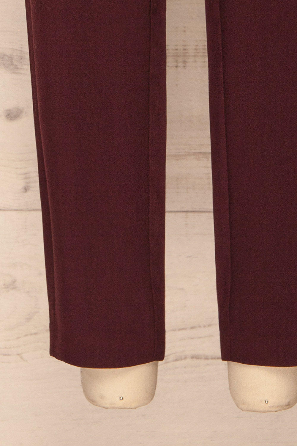 Wynne Garnet Burgundy High Waist Pants | La petite garçonne bottom close-up