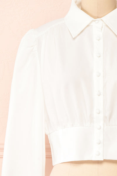 Xacanti Cropped Button-Up Blouse | Boutique 1861 front close-up