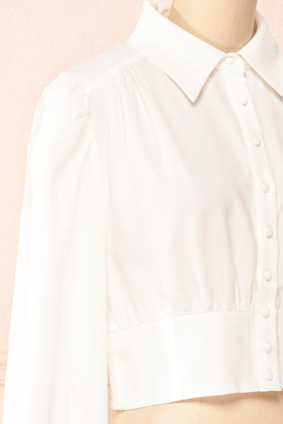 Xacanti Cropped Button-Up Blouse | Boutique 1861 side close-up
