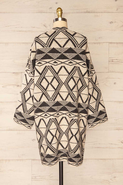 Xillet Ivory Geometric Pattern Open Cardigan | La petite garçonne back view