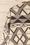 Xillet Ivory Geometric Pattern Open Cardigan | La petite garçonne back close-up