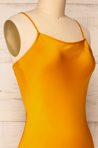 Xilloux Yellow Midi Slip Dress w/ Adjustable Straps | La  petite garçonne side close-up