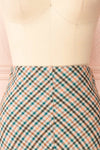 Xinth Plaid A-Line Midi Skirt | La petite garçonne front close-up