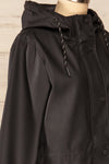 Xito Black Raincoat w/ Waist Drawstring | La petite garçonne side close-up