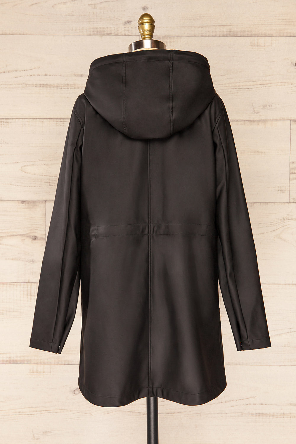 Xito Black Raincoat w/ Waist Drawstring | La petite garçonne back view