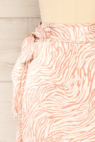 Xurkino Zebra Print Wrap Midi Skirt | La petite garçonne back close-up