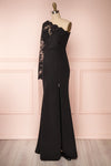Xylia Black One Long Sleeve Maxi Dress | Boutique 1861 side view