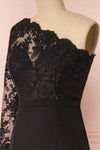 Xylia Black One Long Sleeve Maxi Dress | Boutique 1861 side close-up