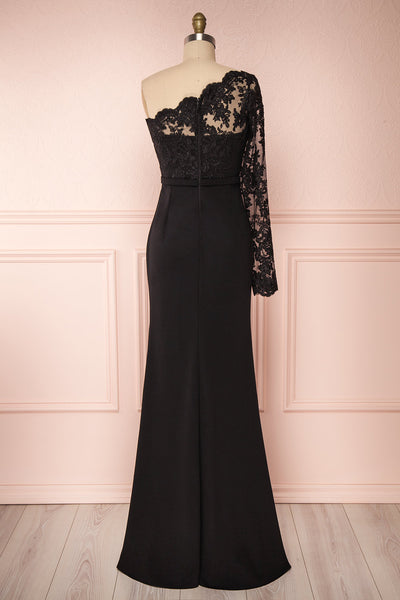 Xylia Black One Long Sleeve Maxi Dress | Boutique 1861 back view