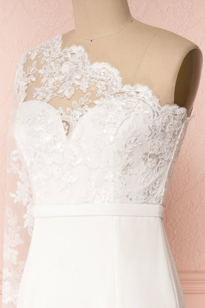 Xylia Ivory One Long Sleeve Maxi Bridal Dress | Boutique 1861 side close-up