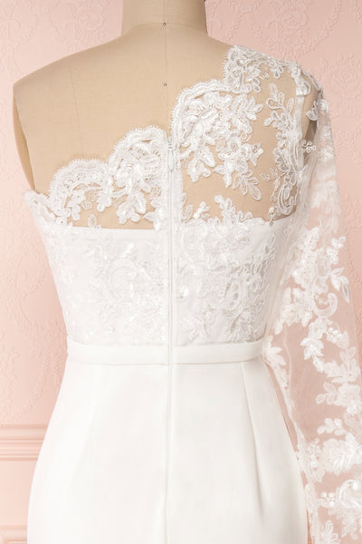 Xylia Ivory One Long Sleeve Maxi Bridal Dress | Boutique 1861 back close-up