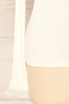 Yaline Cream Ribbed Top w/ Ruffled Collar | La petite garçonne back close-up