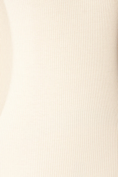 Yaline Cream Ribbed Top w/ Ruffled Collar | La petite garçonne fabric