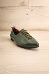 Yaqeta Green Flat Pointed Toe Shoes w/ Laces | La petite garçonne front view