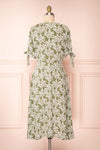 Yavanna Green Short Sleeve Buttoned Floral Midi Dress | Boutique 1861 back view