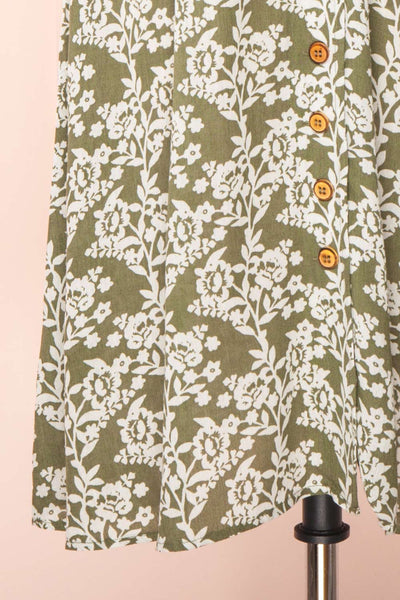 Yavanna Green Short Sleeve Buttoned Floral Midi Dress | Boutique 1861 bottom