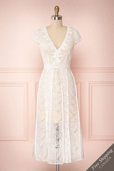 Yelsid White Lace Midi A-Line Bridal Dress | Boudoir 1861