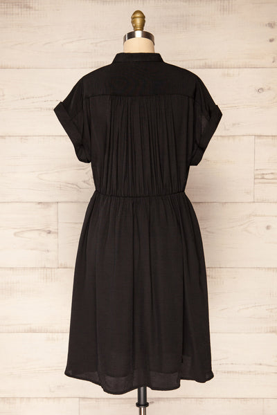 Yhoanis Black Button-Up Short Dress | La petite garçonne back view