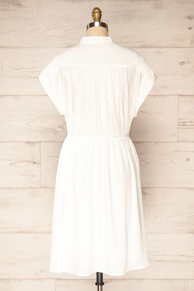 Yhoanis White Button-Up Short Dress | La petite garçonne back view