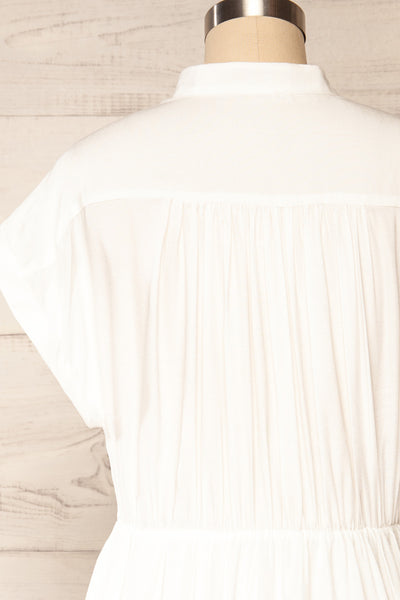 Yhoanis White Button-Up Short Dress | La petite garçonne back close up