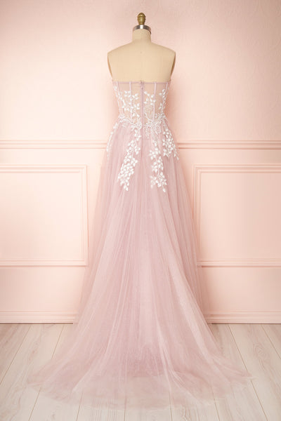 Ylouis Lilac Embroidered Bustier Maxi Dress | Boudoir 1861 back view