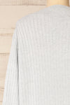 Yolande Blue V-Neck Ribbed Sweater | La petite garçonne  back close-up