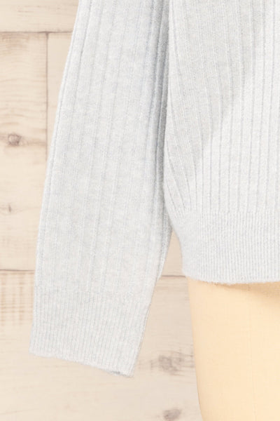 Yolande Blue V-Neck Ribbed Sweater | La petite garçonne  sleeve