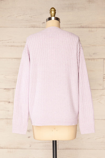 Yolande Lavender V-Neck Ribbed Sweater | La petite garçonne  back view