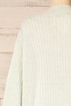 Yolande Mint V-Neck Ribbed Sweater | La petite garçonne back close-up
