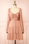 Yoonji Short Pink Dress w/ Long Sleeves | Boutique 1861 front view