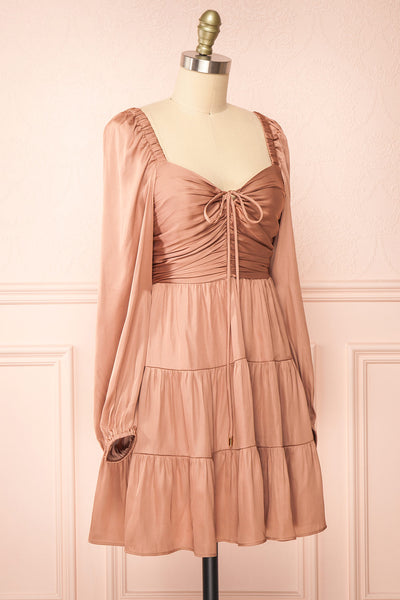 Yoonji Short Pink Dress w/ Long Sleeves | Boutique 1861 side view