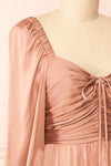 Yoonji Short Pink Dress w/ Long Sleeves | Boutique 1861 side close-up