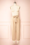Yoonsuh Straight Leg Beige Cropped Pants w/ Ribbon | Boutique 1861 front view