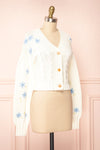 Yoora White Floral Embroidered Cropped Cardigan | Boutique 1861 side view